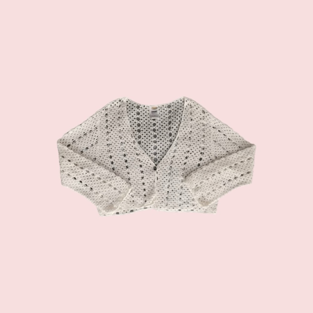 VINTAGE HANDKNIT CROCHET CROPPED SWEATER 🧺